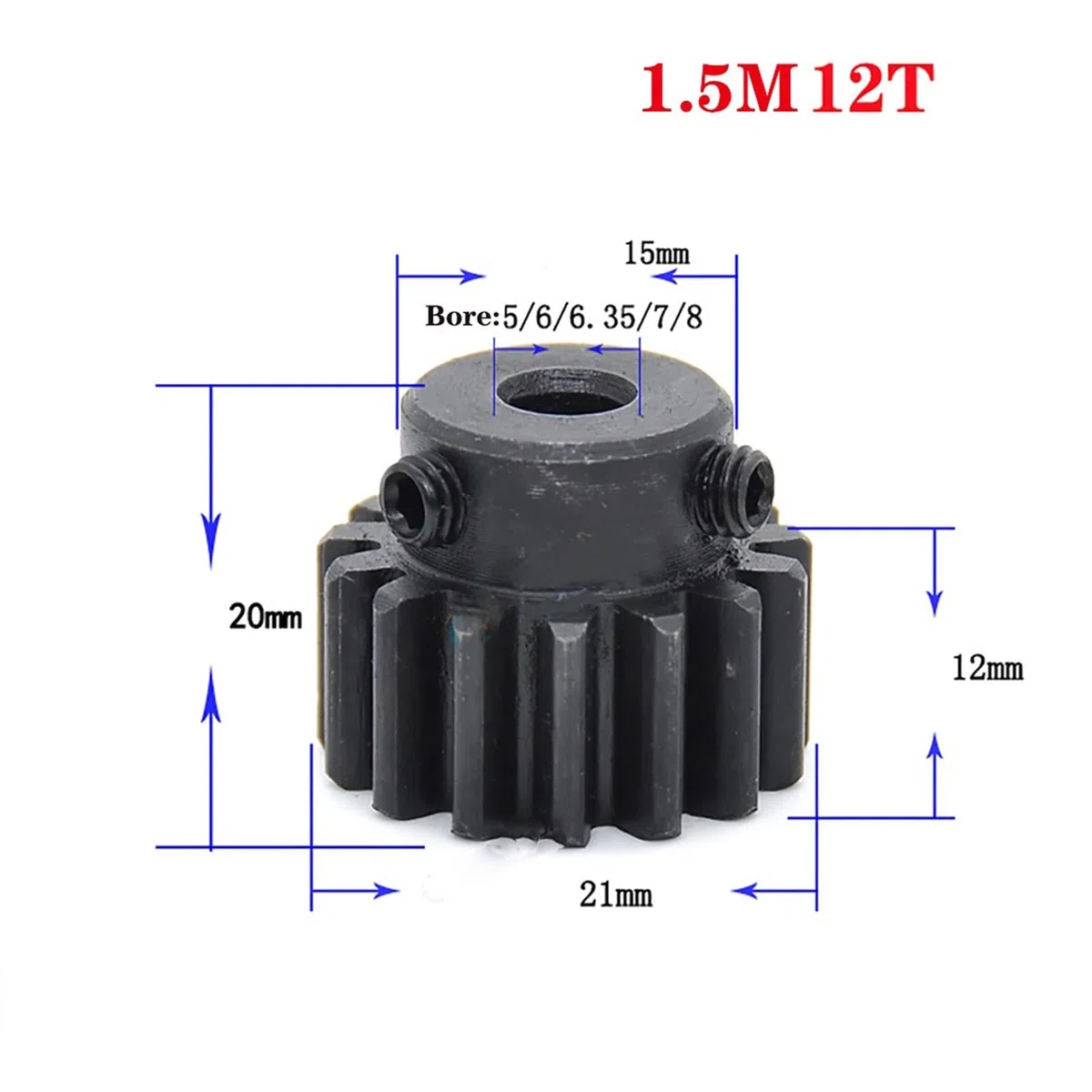 Ritzel-Zahnradsatz, Ritzel 1,5 Modul 16T 17T 18 Zähne Stirnrad 6mm 6,35mm 8mm 15mm Bohrung Abschreckmotor Zahnrad 1,5M 12T 15T 25T Stahl Getriebe Zahnrad Bohrung Welle(8mm Bore,1.5M 20T)