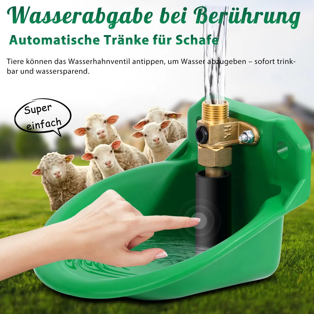 2 PCS Automatische Tränkebecken für Schafe, ViehträNken mit Abflusslöchern, Automatische Wasserversorgung für Pferde, Rinder, Schafe, Schweine und Hunde, WeideträNken, Grün