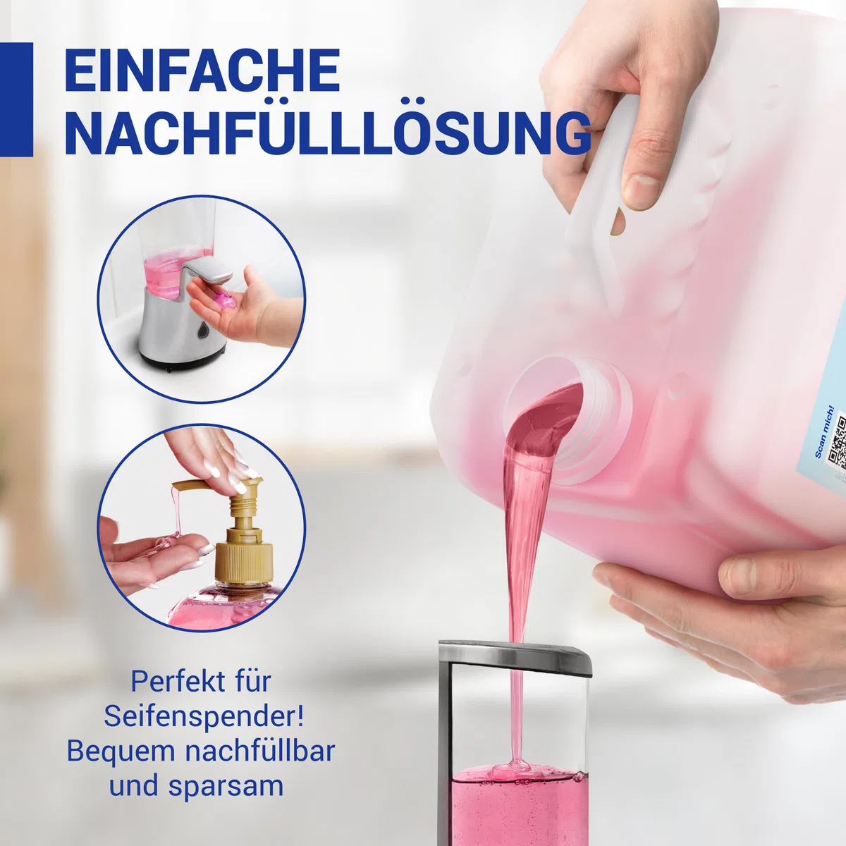 wolk Handseife Flüssig 10 Liter Rosé Kanister - Milde Seifencreme | Alkalifreie Handwaschseife mit Rosenduft, ideal als Flüssigseife Nachfüllpack für alle gängigen Seifenspender.