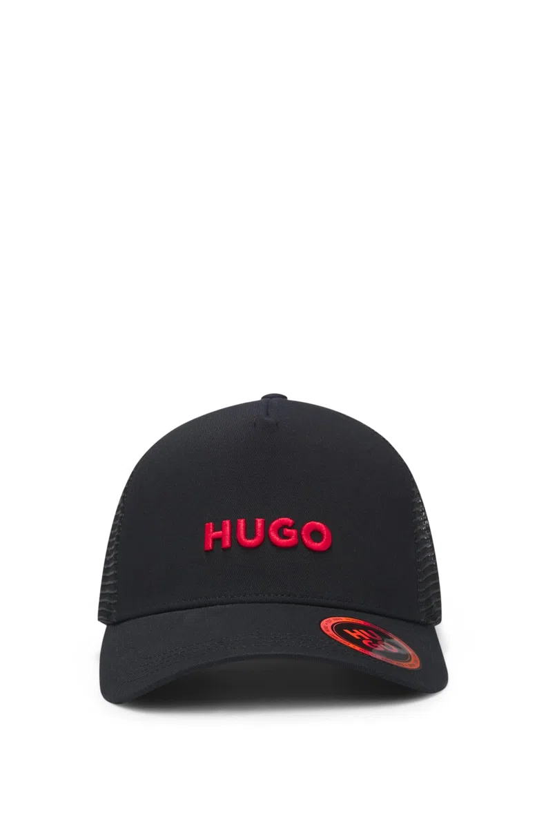 HUGO Herren Marsel-Trucker Cap aus Baumwoll-Twill mit Mesh-Einsätzen