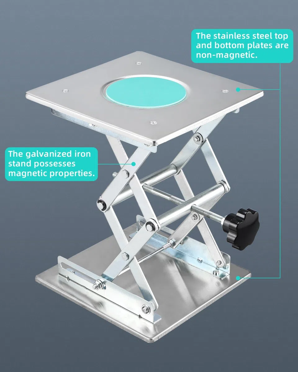 BOOMSTART Hubtisch Labor Hebebühne Edelstahl Labor Hebeplattform 200x200mm Ständer Rack Scissor Laborscherenwagenheber manuelle Steuerung für Labor Laborhebebühne Lab Jack