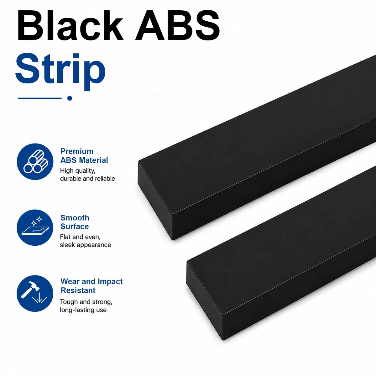 2 Stück Schwarze ABS Kunststoff Flachstange Schwarze Rechteckige Kunststoffleiste 500mmx30mm Dicke 10-15mm für Automobilfertigung,500x30x10mm