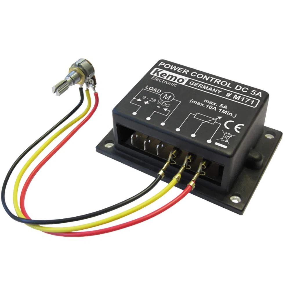Kemo M171 PWM Leistungsregler 9 - 28 V/DC, max. 10A. Regeln von Gleichspannungslasten: Motoren, Glühlampen, Heizungen, LED's mit Vorwiderständen