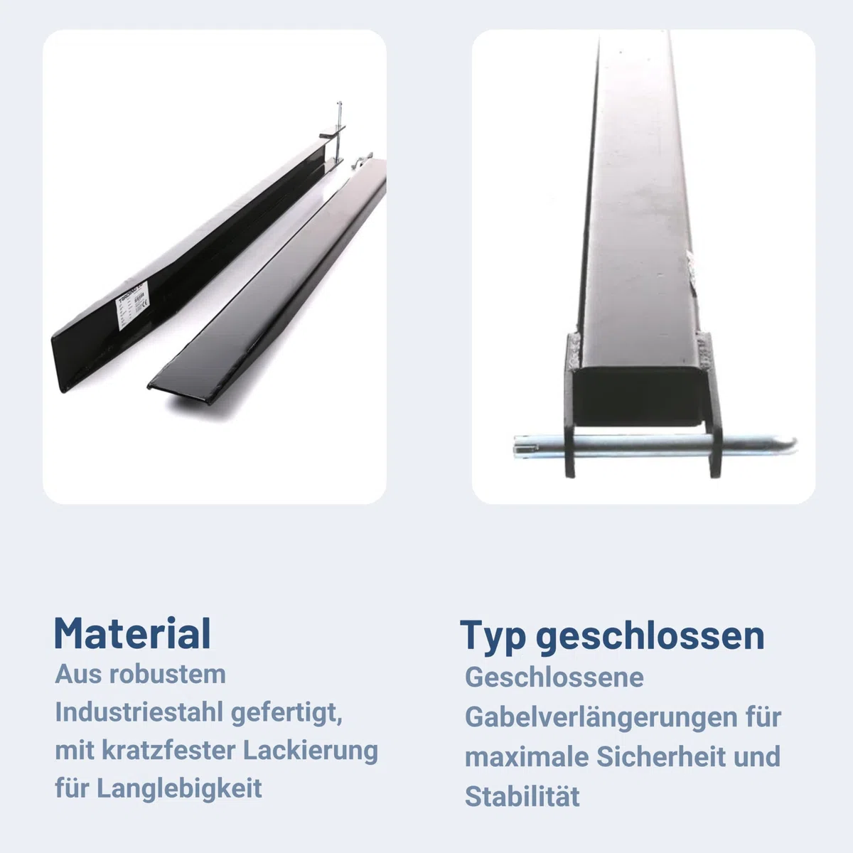 Pallit 2,0m Gabelverlängerung geschlossen 2000mm Länge 160 x 55 mm Innenmaß Extend Gabelverlängerung Stapler Zubehör aus Stahl Paar Zinkenverlängerung Lange Gabel