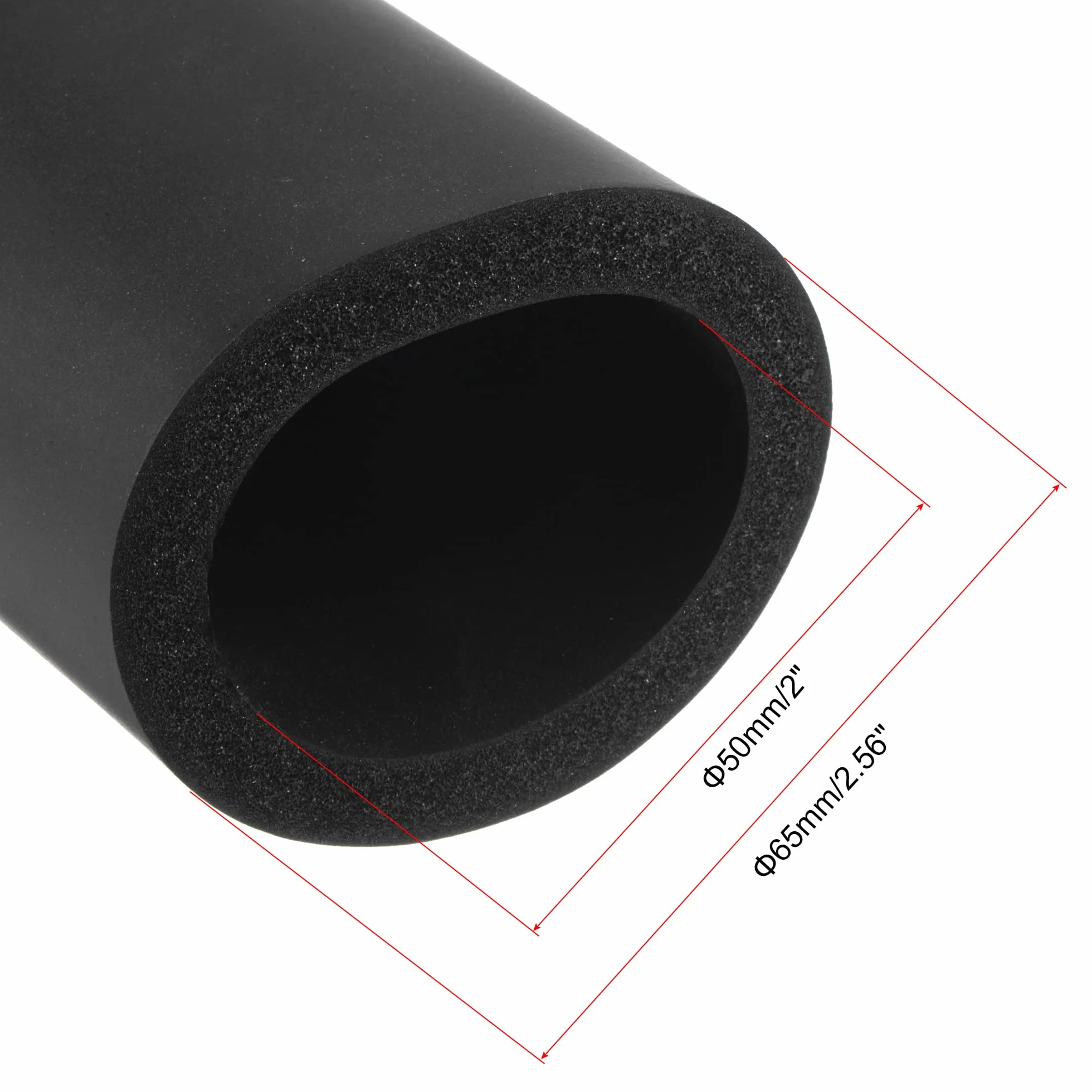 sourcing map 1m Rohrisolierung Schaumstoff, Durchmesser 50mm Isolierstärke 7.5mm Heizungsrohr Verkleidung für Fitnessgeräte, Rohre, Handhaben (Schwarz)