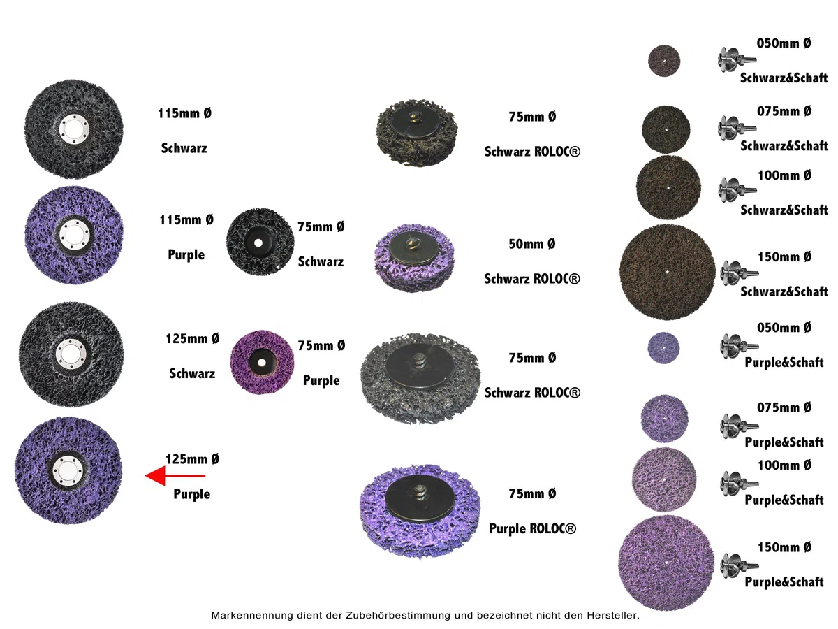 5 Stück Reinigungsscheibe Grobreinigungsscheibe CSD Ø 125mm CBS für Winkelschleifer Clean Strip Disc Premium Purple Nylongewebescheibe