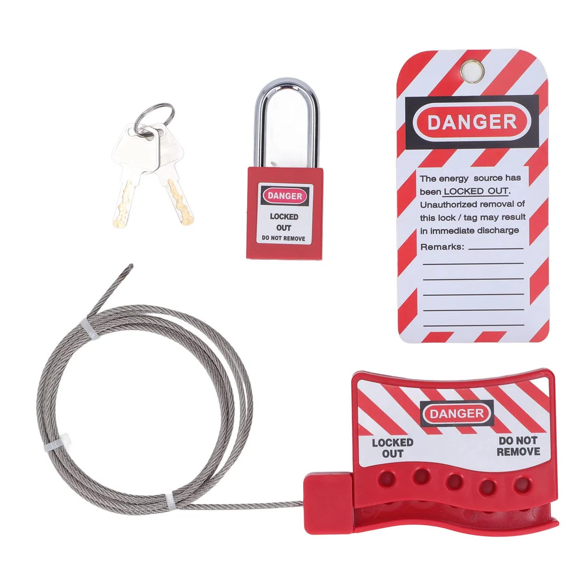 Lockout-Tagout-Kabelschloss – Verstellbares Edelstahl-Kabelschloss für die Industrie, stoßfestes Sicherheitsvorhängeschlosskabel