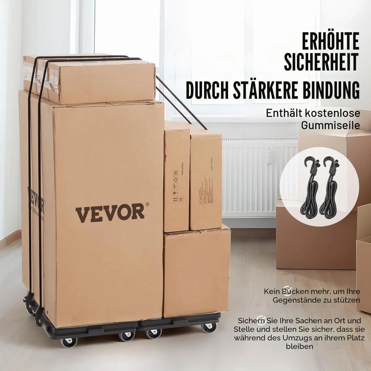 VEVOR Möbelwagen, 227 kg Kapazität pro Zählung, Möbelbeweger mit Rollen, tragbare bewegliche Rollen, 4 Räder, strapazierfähig, Kleiner Flacher Rollwagen mit Verriegelung für schwere Möbel, 2 Stück