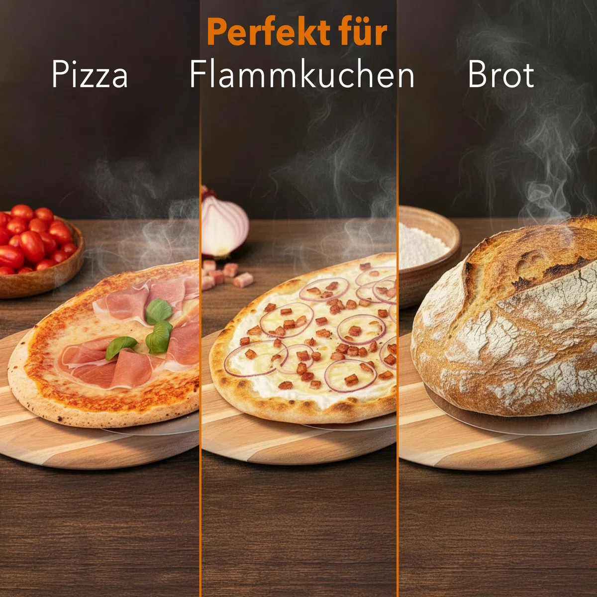Pizzaschieber Pizzaschaufel, rund, 30 cm Durchmesser, hochwertig aus robustem Edelstahl, stabiler Griff aus natürlichem Akazienholz, Brotschieber, Pizza Zubehör