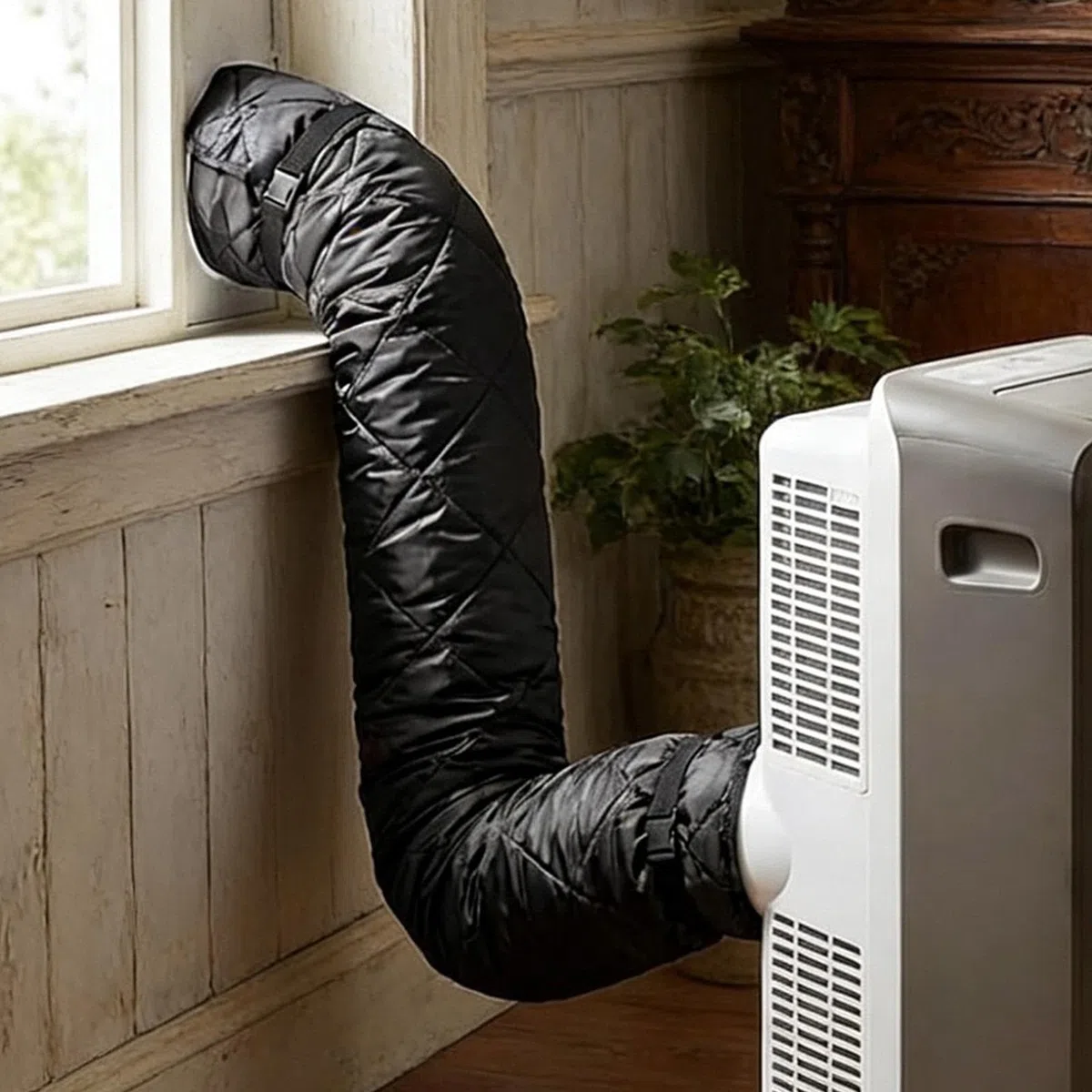 Air Conditioner Exhaust Hose Cover, Portable Air Conditioner Hose Insulation Cover Kit | Washable Duct Vent Accessories With 4 Straps For 5 & 5.9-inch Diameter Window Outdoor Outside RV Door