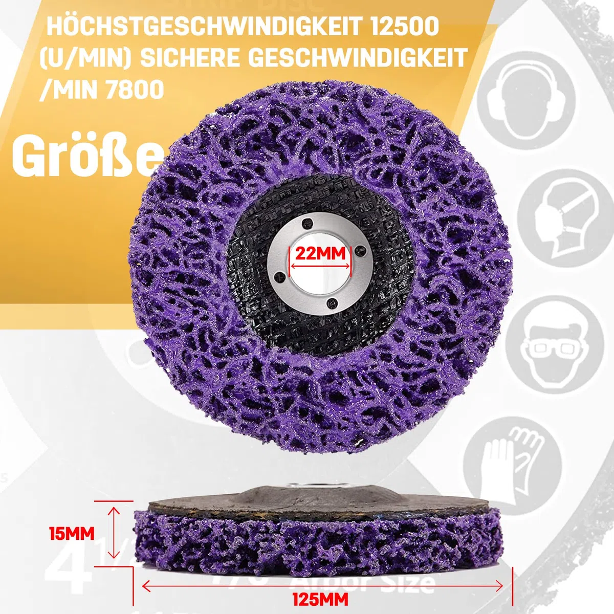 LAIWOO CSD Scheibe Schleifscheibe, Lila Reinigungsscheibe Set, Grobreinigungsscheibe Nylongewebescheibe Lackentfernung Rost für Winkelschleifer (5 Stücke - 125 * 22mm)