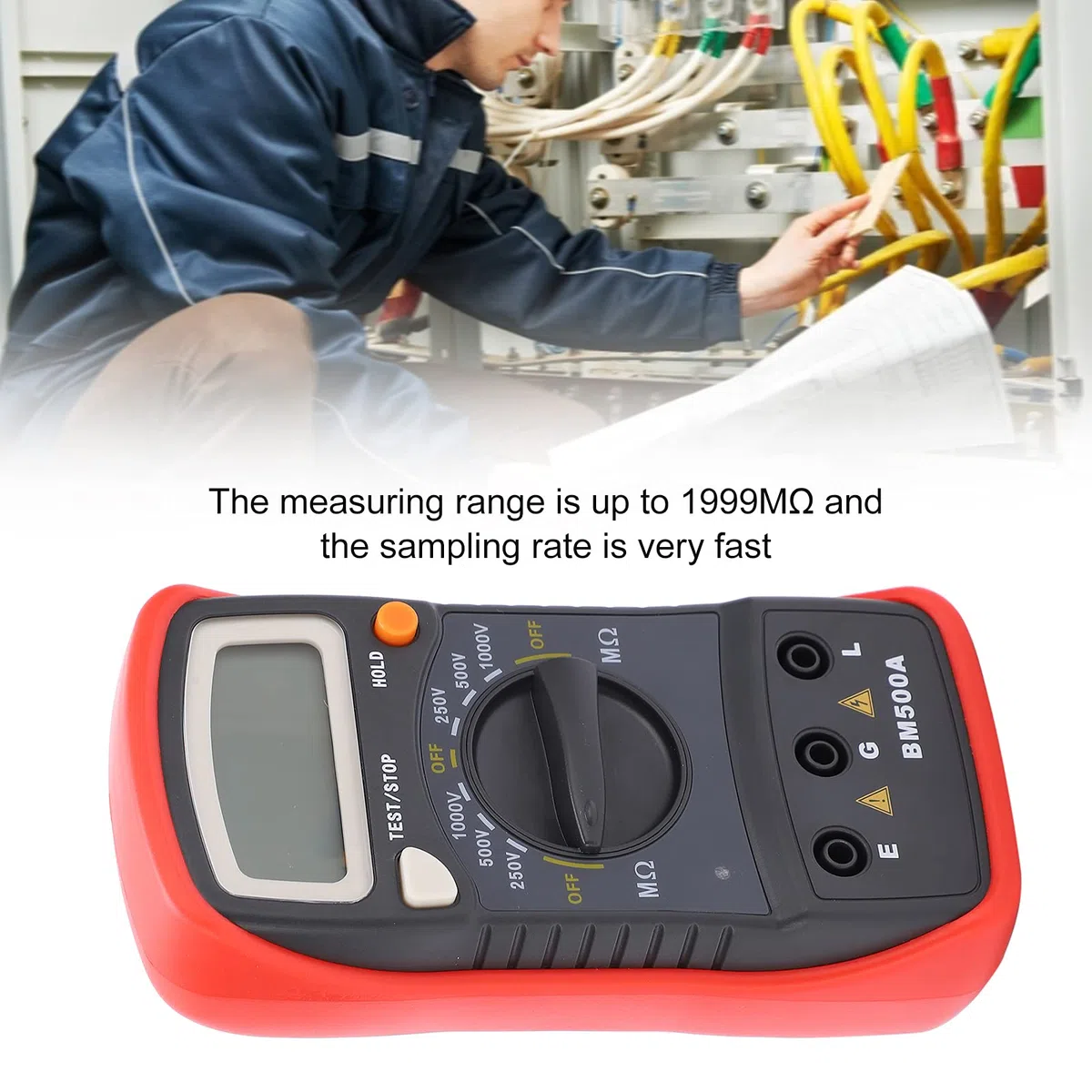 Megohmmeter, Isolationstester, LCD-Digital-Megaohmmeter, BM500a 1000 V Digitaler Widerstandstester, Isolationswiderstandsmesser Megohm-Messgerät Für Wartung Und Prüfung Elektrischer Geräte, Megao