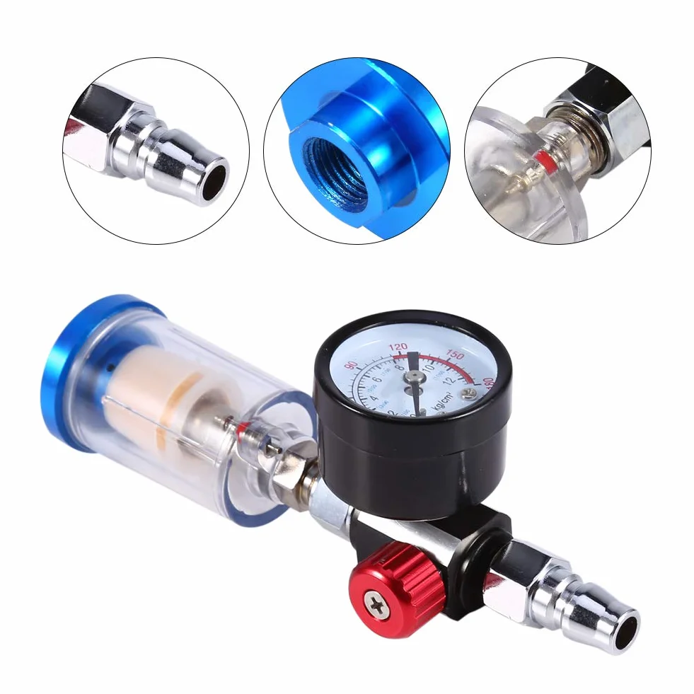 Druckreglerfilter mit Wasserabscheider und Manometer, 1/4 Zoll Anschluss, 150mm Luftdruckregler für Fahrzeuge