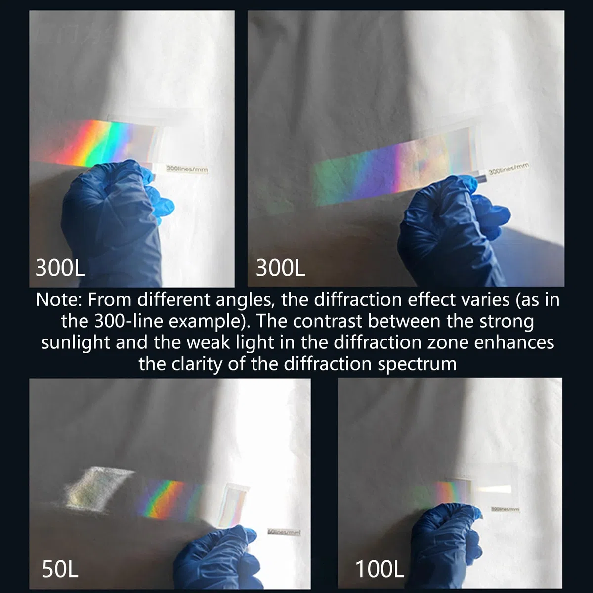 High PET Diffraction Grating Sheet for Spectroscopy Education & Art Decor Lightweight PET Diffraction Grating Easy to Carry Transmission Grating Shhet Suitable for School Lab & Field Studies