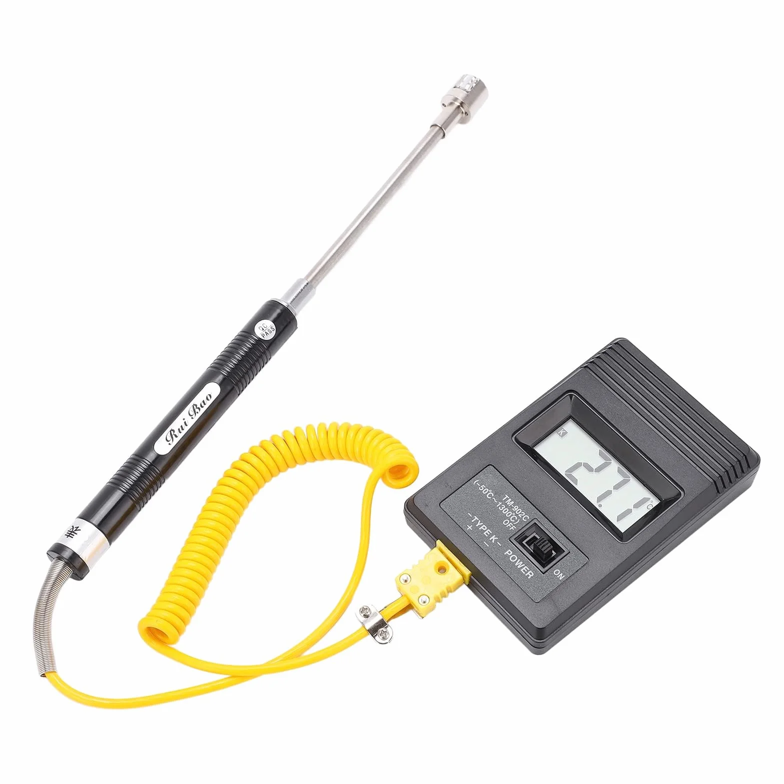 Digital Thermometer mit Fühler, Thermometersensor LCD-Temperaturdetektor mit Thermoelement Temperaturmessgerät Tm-902c Digitaler K-Typ-Sensor -50-500℃