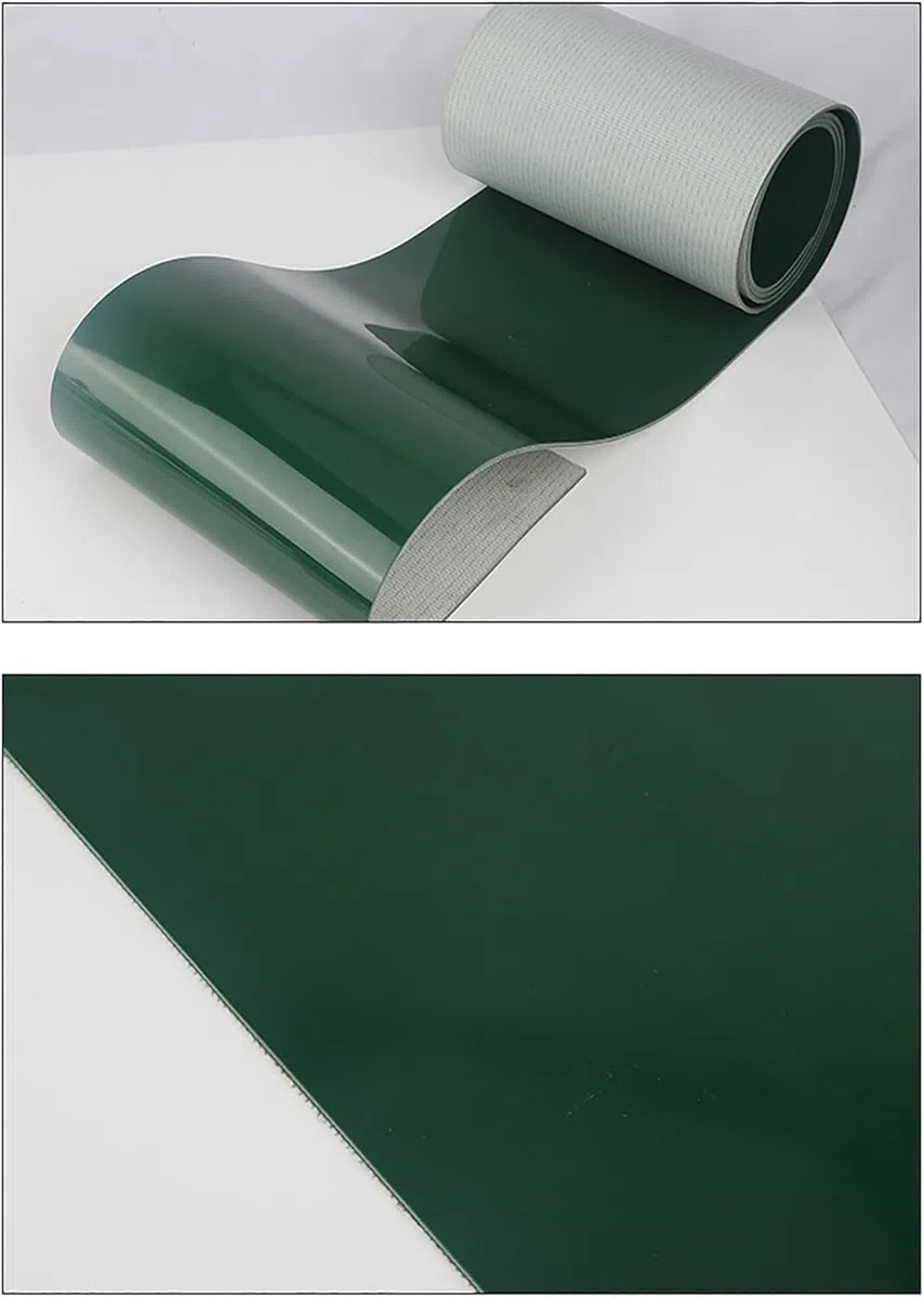Industrielle Verwendung Grünes industrielles, hin- und hergehendes geneigtes Förderband aus PVC, geeignet for effizienten Materialtransport(10x150x0.2cm)