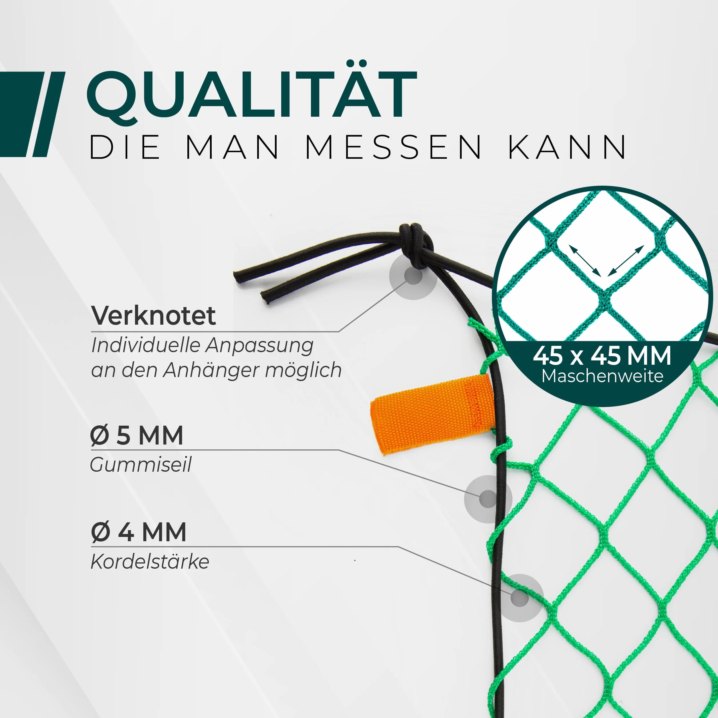 CargoVA Anhängernetz 2x3M [DEKRA Geprüft] - Ladungssicherungsnetz mit Gummiseil & Eckenmarkierung - Abdecknetz für Anhänger, Reißfest
