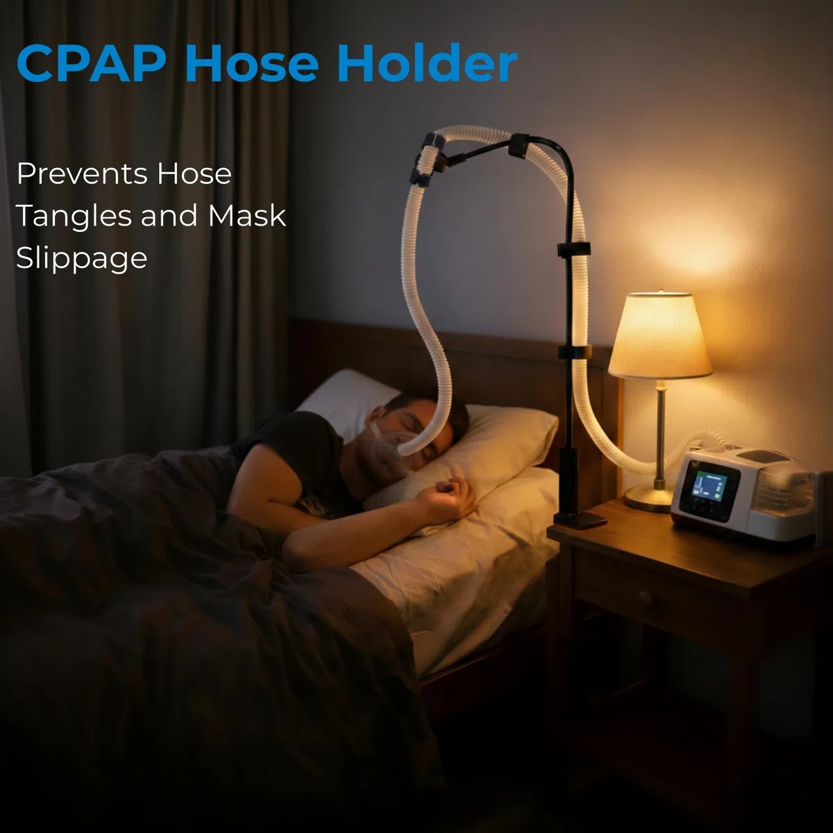 CPAP Schlauchhalter Aufhänger, Einstellbare CPAP Schlauchheber und Schlauchunterstützung, Sicher und,Zuverlässig,Flexibel,Robust,Tragbarer, zur Verhinderung von CPAP Schläuchen Leckage & Verwicklung