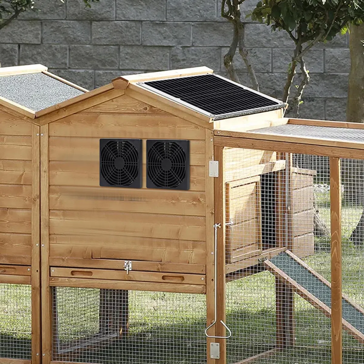 MUALROS Solar Ventilator, 15W Solarpanel Ventilator mit DC Doppelventilator für kleine Hühnerställe, Gewächshäuser, Schuppen, Haustierhäuser, Fensterauspuff