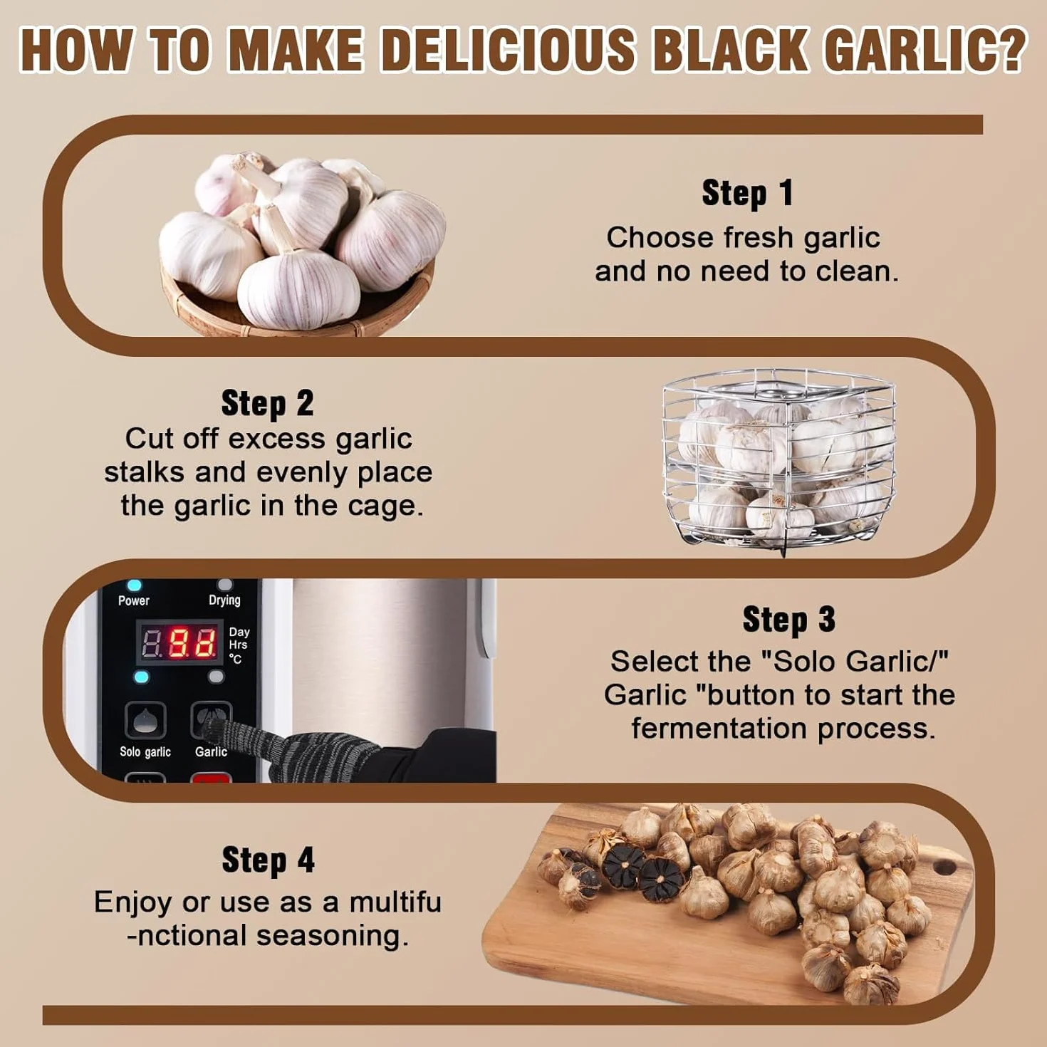 YUCHENGTECH 6L Black Garlic Fermenter mit Zeit- und Temperaturkontrolle