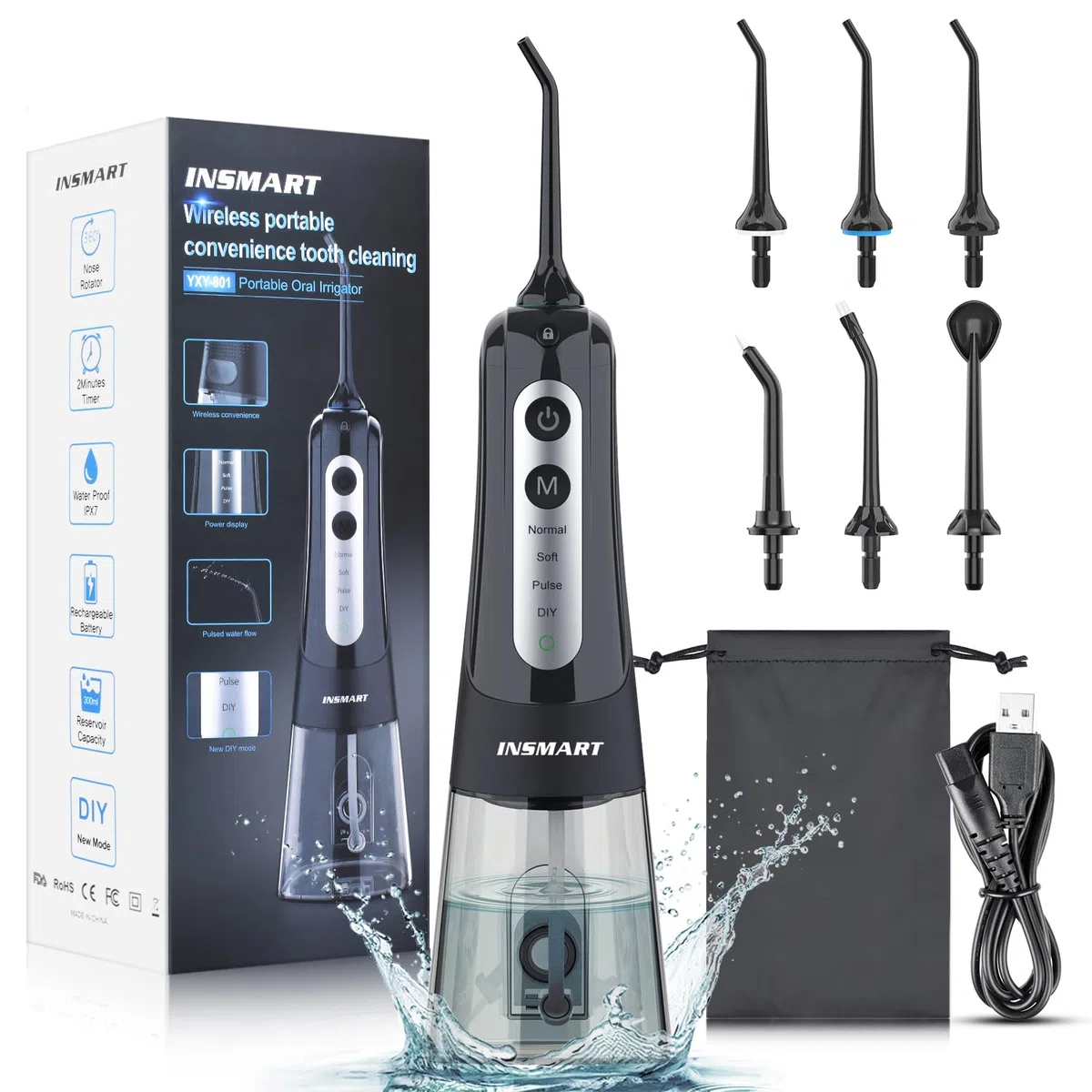 INSMART Water Flosser Cordless Dental Pick für Zähne sauber