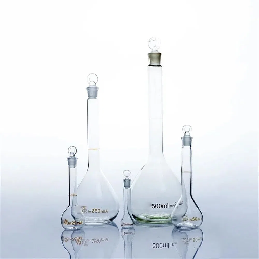 1 stücke 100/50/200/500/1000 ml Glas Labor Klare Messkolben Mit Kopf Stopper(200ml)