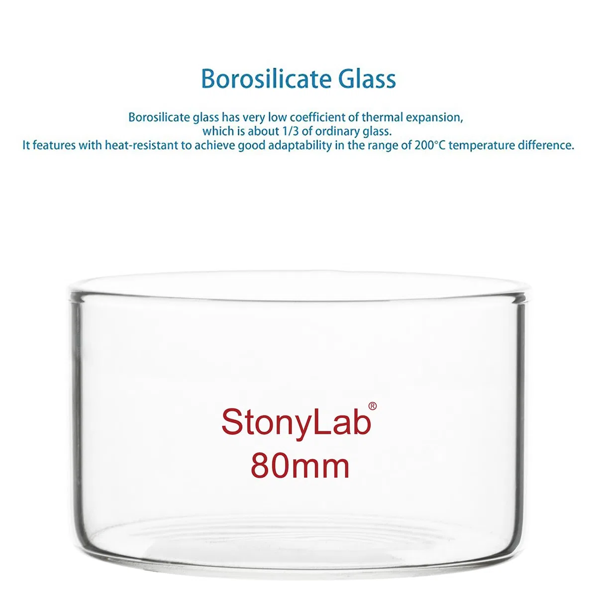 stonylab Kristallisierschale, Dickwandige Kristallisierschalen aus Hochwertigem Borosilikatglas für Kristallisation und Verdampfung im Labor, Flacher Boden, Ohne Ausguss, 100 ml
