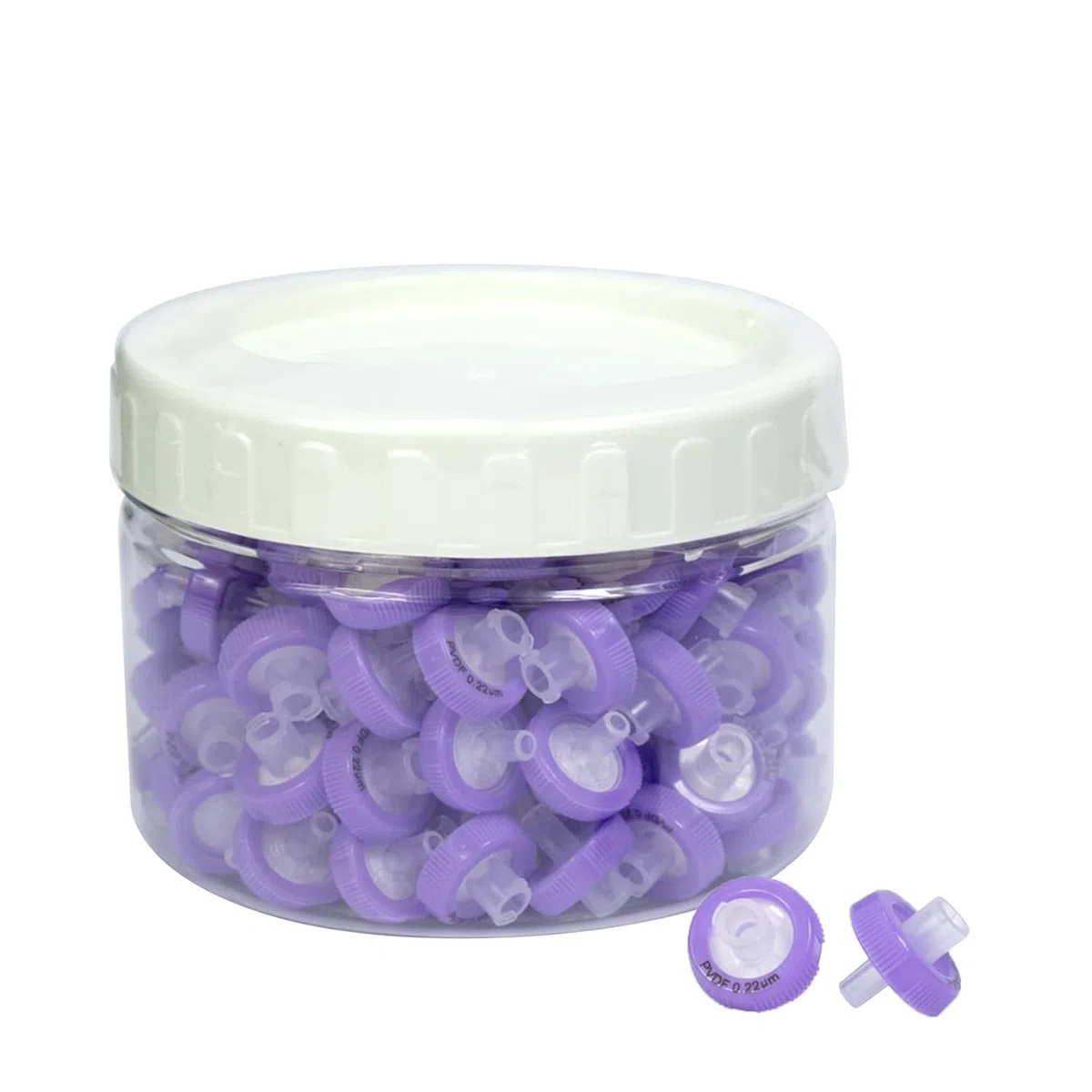100 Stücke PVDF Spritzenfilter Hydrophilic 0,22 μm Porengröße, 13 mm Membran Durchmesser, Labor-spritzenfilter für die Biomedizinische Wissenschaft, Lila (Fässern Verpackt)