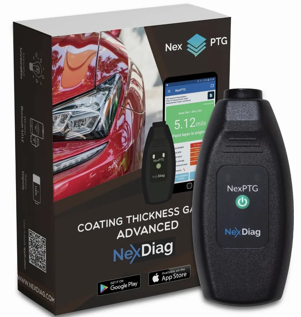 NexPTG Advanced Lackmessgerät Auto 2200 μm Lackschichtdickenmessgerät kfz Lackdickenmessgerät Schichtdickenmessgerät Lacktiefenmessgerät für Schichtdicken, kabellos, für Autolackdicken