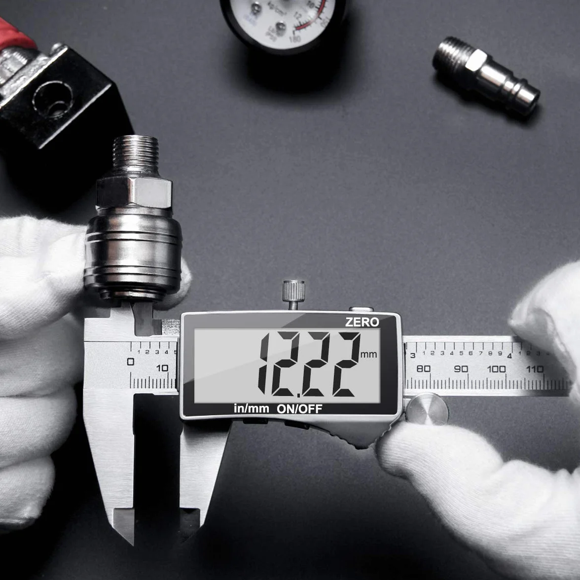 Messschieber Digitale Schieblehre, Preciva Edelstahl Messlehre Messwerkzeuge Spritzwasserdicht Staubdicht mit Ersatzbatterie und größem Display - 150 mm (blau)