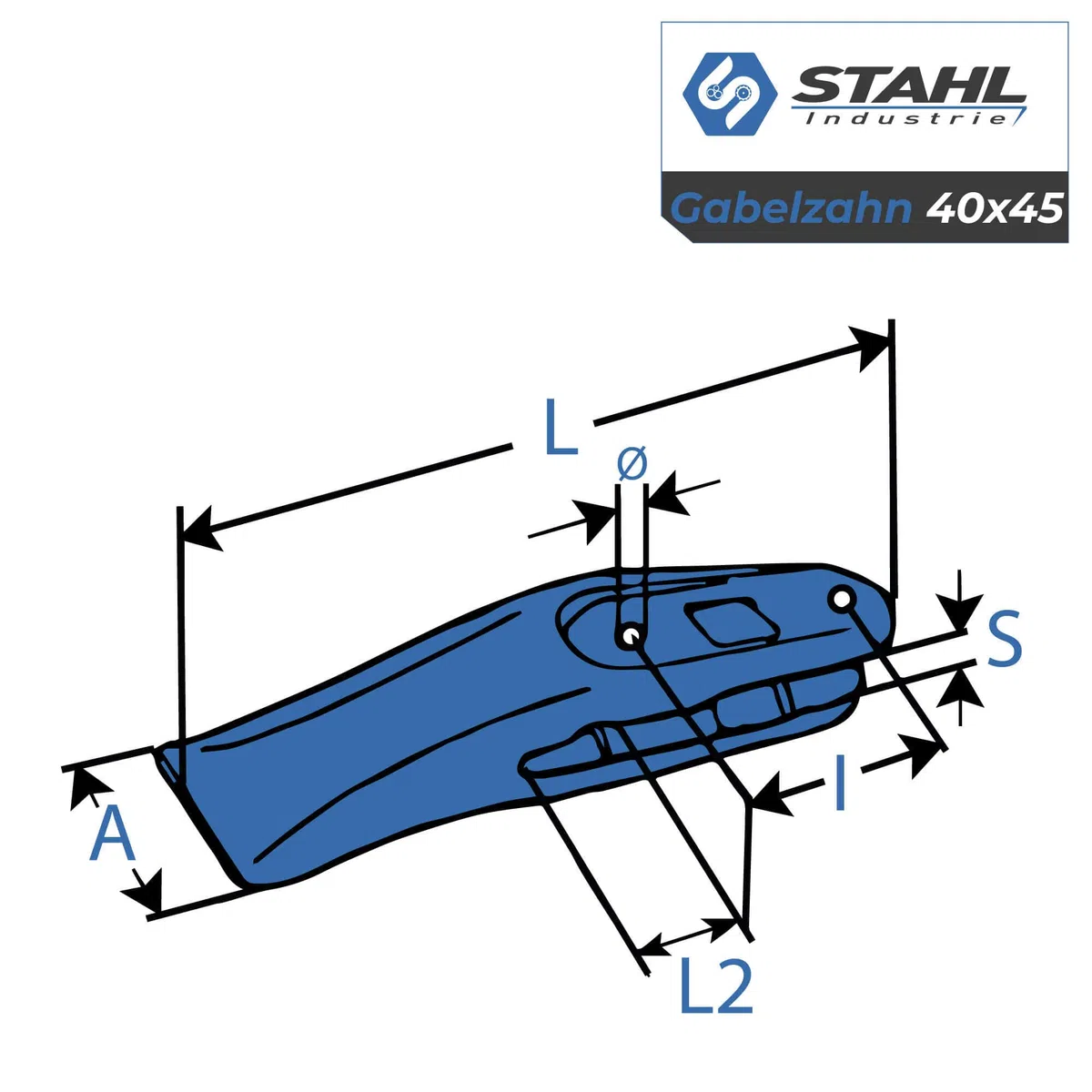8er-Pack Baggerzahn Gabelzahn Anschraubzahn Schaufelzahn Lochabstand 40-45 x 13 mm