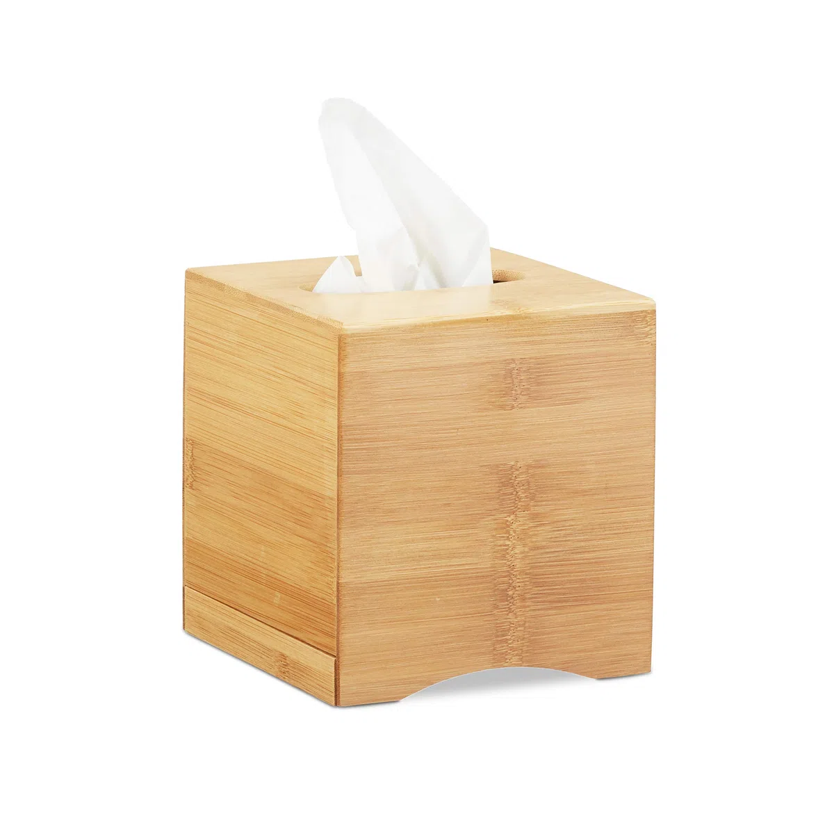 Relaxdays Kosmetiktuchbox, aus Bambus, Box für Kosmetik- & Taschentücher, Tücherbox nachfüllbar, Taschentuchbox, Natur & Kosmetiktücherbox quadratisch,HxBxT: 15,5 x 14,5 x 14,5 cm, Natur