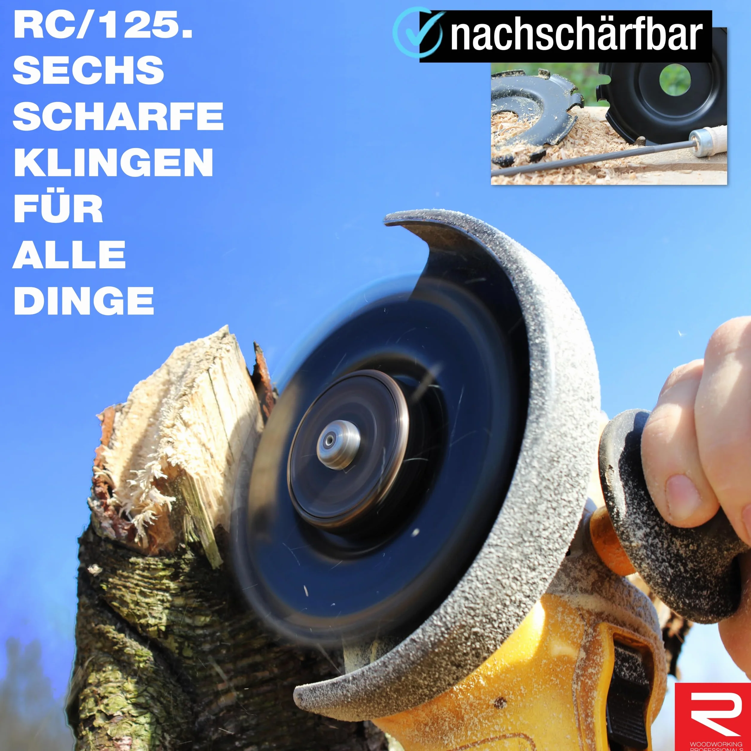 ROTAREX Profi-Schnitzscheibe für Holz (Hart und Weich) - Holschnitzscheibe aus Schwedischer Hartstahl - Ø 125 mm x 22,2 mm
