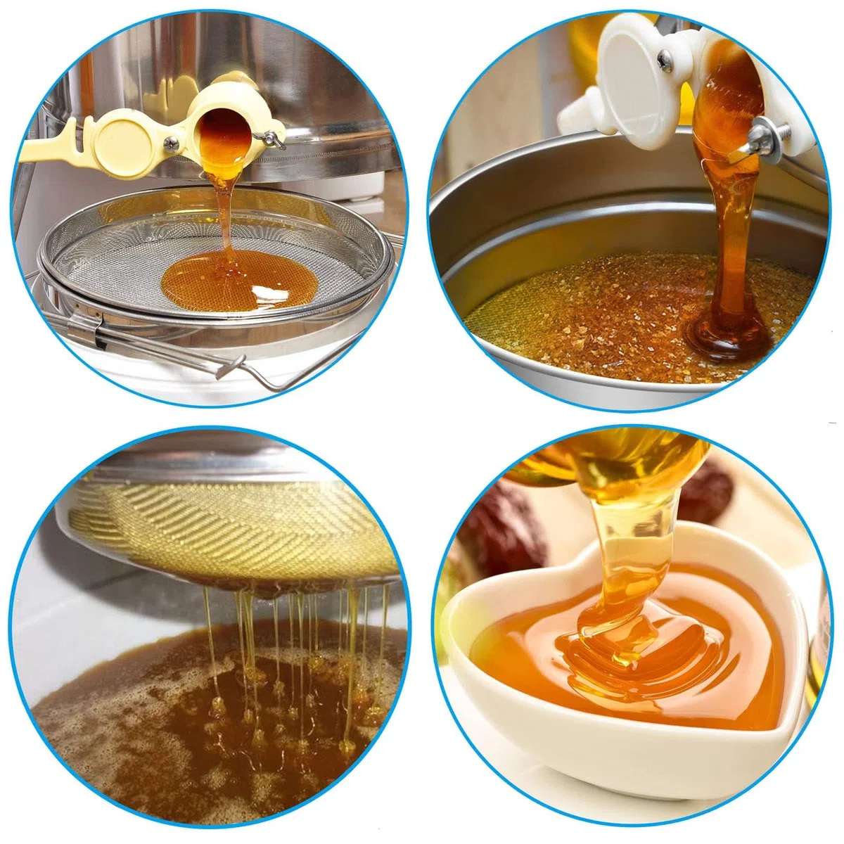 ZONSUSE Edelstahl Honigsieb, Doppelsieb Netzfilter, Bienenzucht Extraktionswerkzeuge mit Verstellbaren Griffen, Imkereiausrüstung, Honig Ernten und Extrahieren, Ideal für Imker