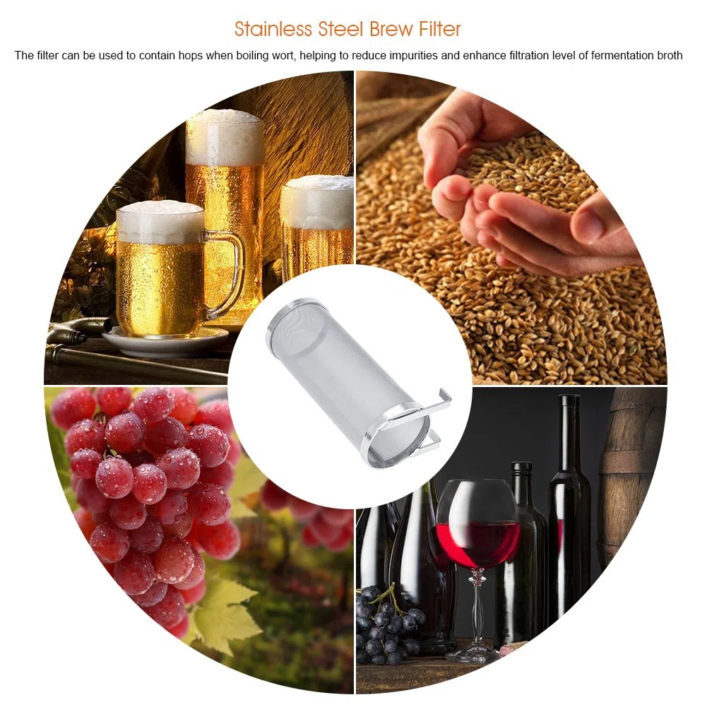 lyrlody Spider Sieb Korbfilter für Homebrew Hopfen Bier & Tee Braueimer Fermenter Wasserkocher, 304 Edelstahl 300 Mikron Maschenweite 4 X 10 Zoll/6 X 14 Zoll(10 * 25.5cm)