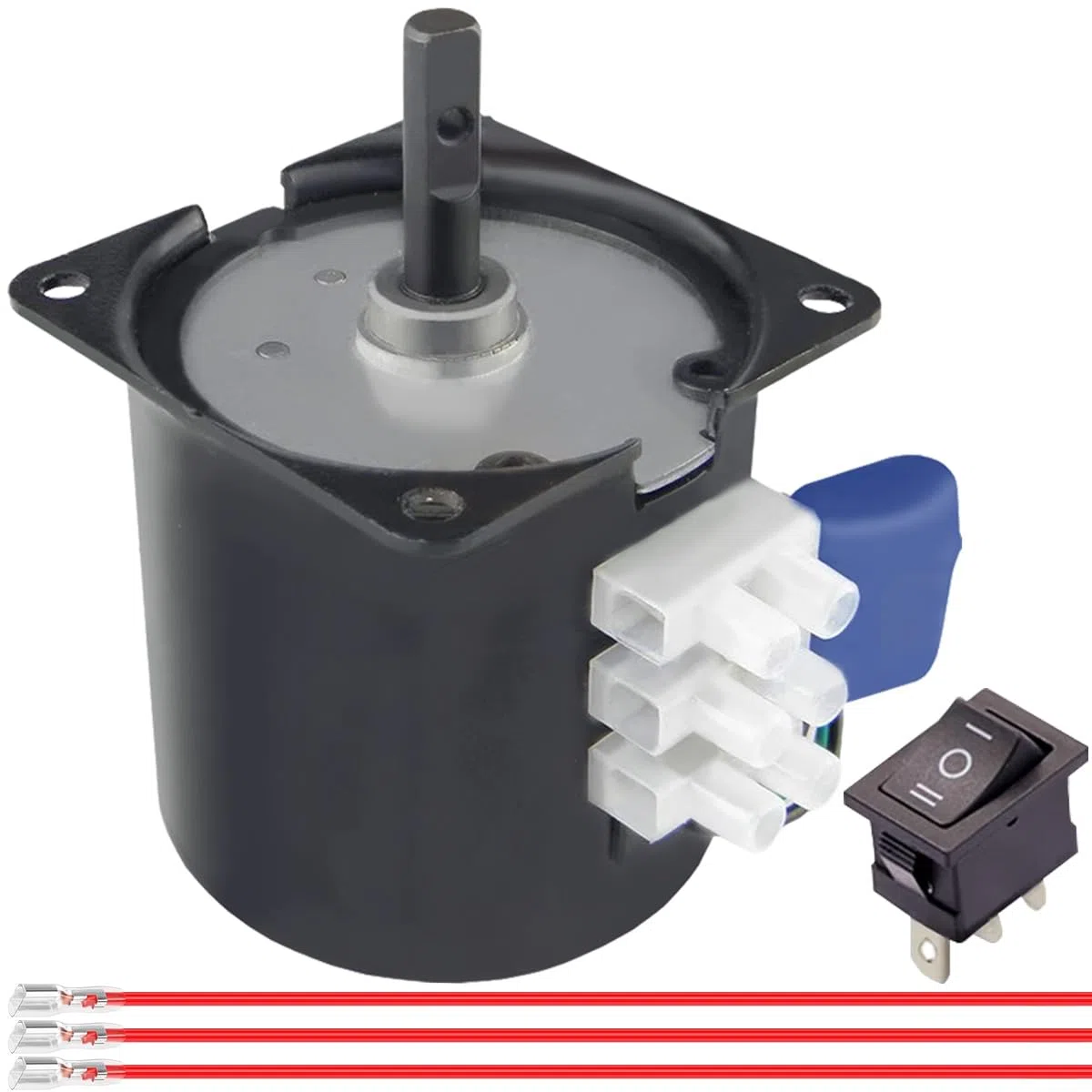 60KTYZ Synchronmotor 5RPM AC 220V CW/CCW Rotierender Getriebe-Schüttel-Permanentmagnetmotor mit Halterung, 3-Positionsschalter, Federdraht, für Elektrogeräte/Stufenlampe/Automation/DIY/Test