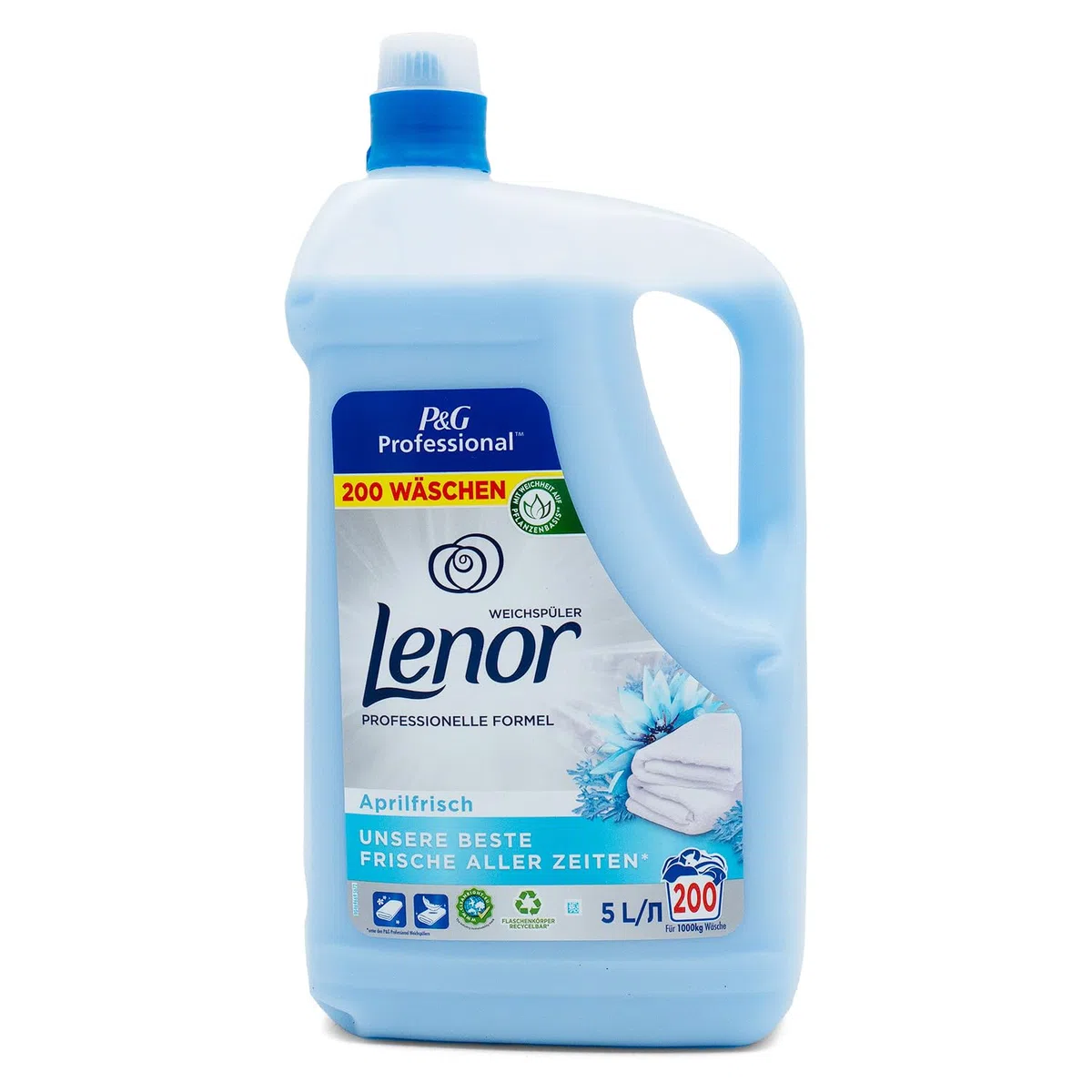 Lenor Professional Weichspüler Aprilfrisch, Macht Ihre Wäsche frisch und weich, Professionelle Formel für den professionellen Gebrauch, Dermatologisch getestet, 200 Waschladungen, 5 L (1er Pack)