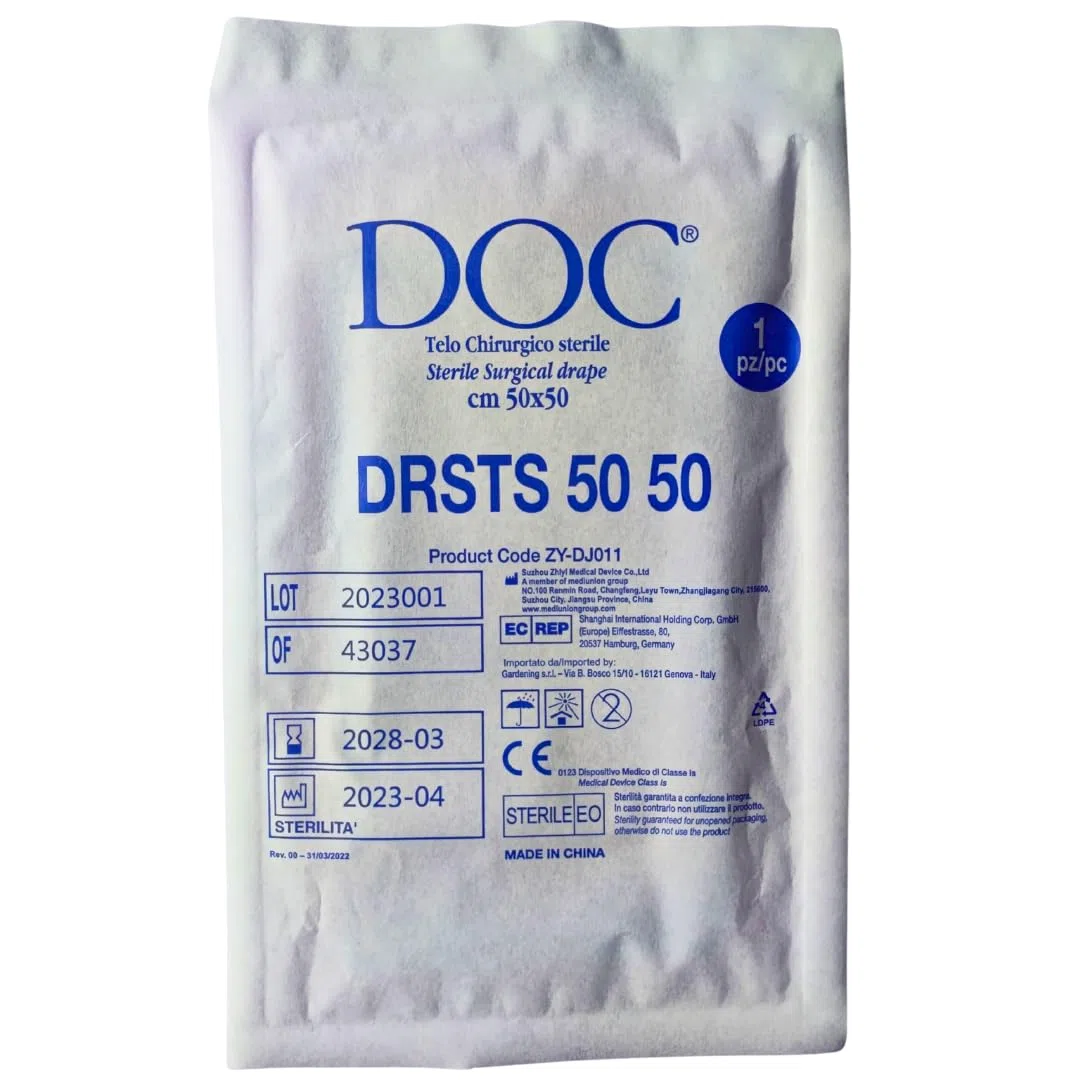 DOC Sterile chirurgische Tücher aus TNT 50 x 50 cm, Packung mit 10 Stück, Einweg-Tuch, wasserdicht, in Verbindung mit TNT + PE, Größe 50 x 50 (10 Stück)