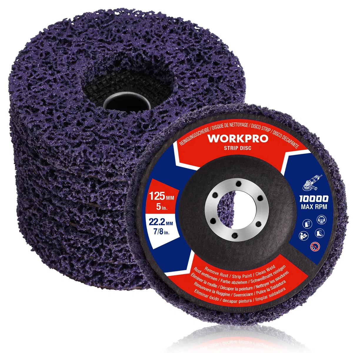 WORKPRO 6 Stück CSD Scheibe 125 mm Schleifscheiben Set, Reinigungsscheiben für Winkelschleifer zum Entfernen von Rost & Farbe, abrasive Winkelschleifer Scheiben zur Grobreinigung