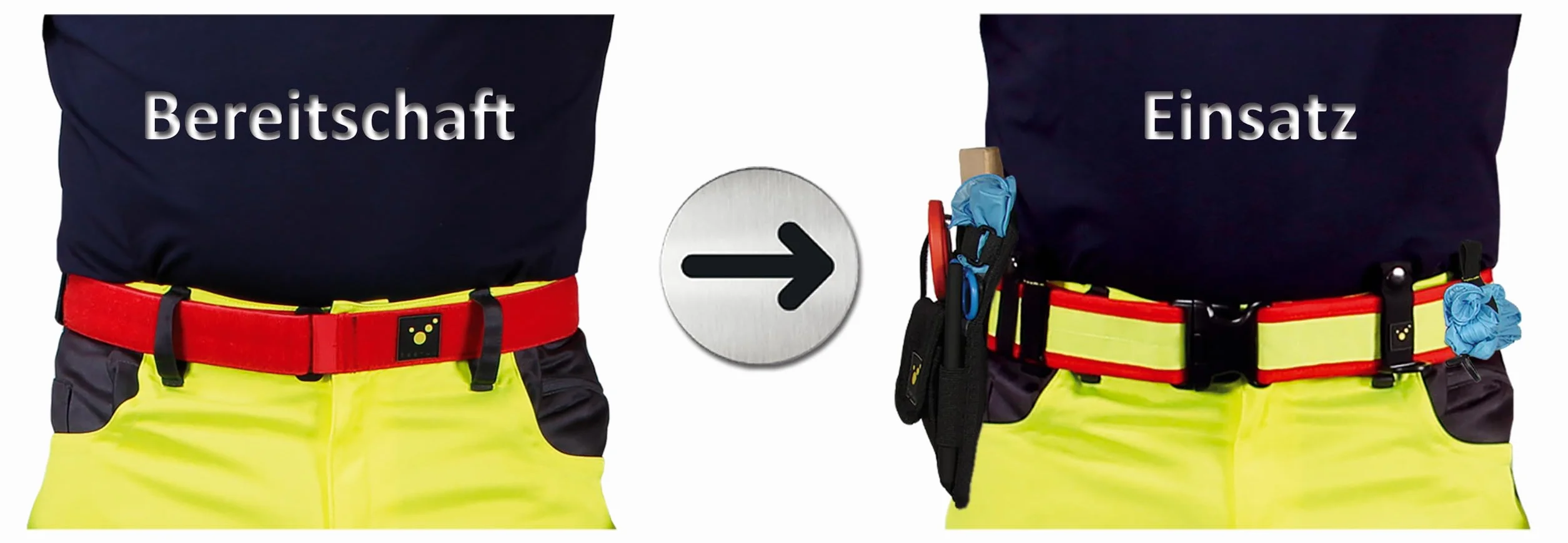 tee-uu RED Rettungsdienst-Koppel | verschiedene Größen S-XXL | Gürtel für Holster | Komplett Set mit Unter- und Obergürtel | Sanitäter | Einsatzgürtel | stufenlos verstellbar (M)