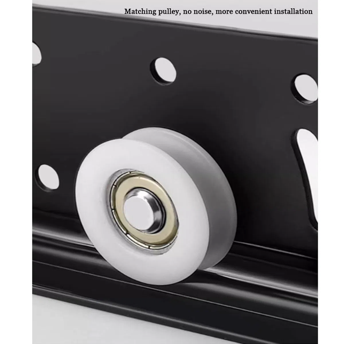 Schiebetürschiene for den Kleiderschrank, Beschlagsatz for Schiebetüren aus Aluminium, Zwei Reihen von Riemenscheiben, leiser und reibungsloser Betrieb, (Silver,110cm)