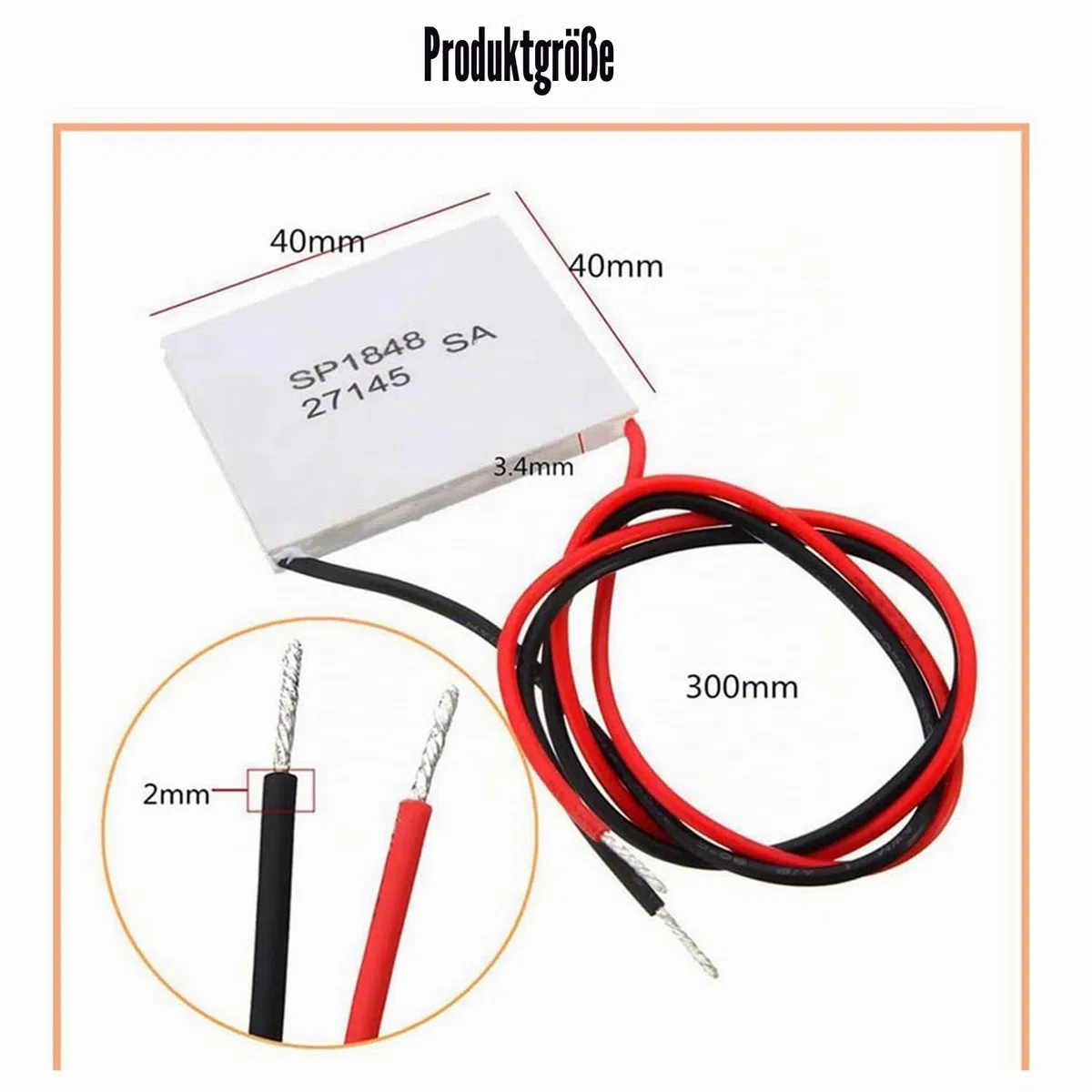 Peltier TEG-Modul, 40 x 40 mm, thermoelektrisch, SP1848-27145, 10 Stück