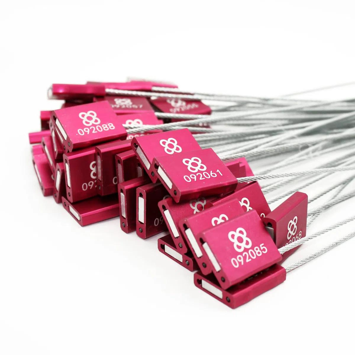 DOJA Barcelona | Sicherheitsdichtungen aus Stahl A3 | 50 Einheiten | 35cm Lang | Rote Farbe | Plomben aus Metall | Nummerierte Sicherheits-Etiketten für Logistik, LKW, unter anderem verwendet.