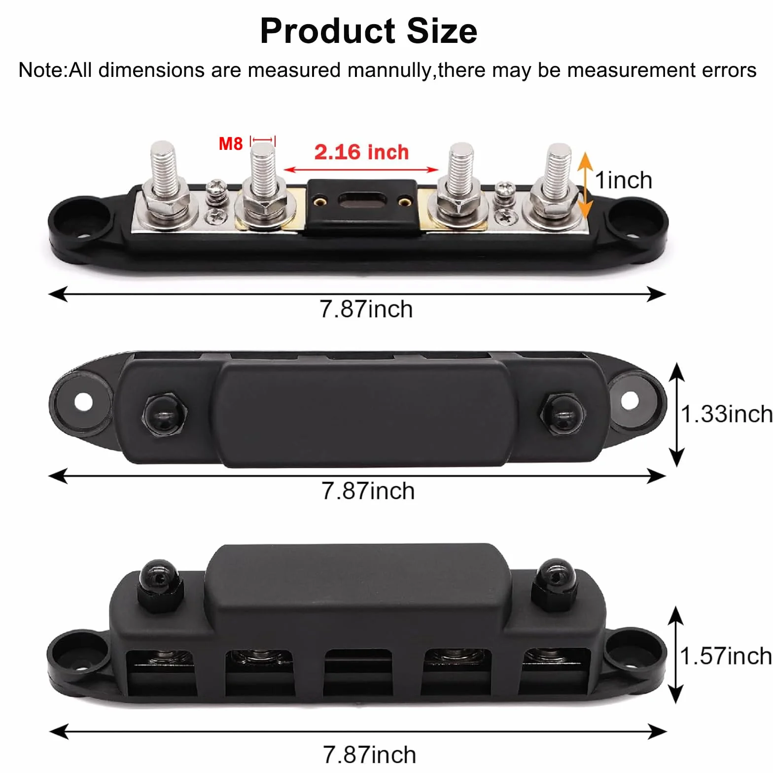 12V-48V DC Sammelschienen Verteilerblock 300A BusBar Box mit 4 x M8 Klemmenbolzen Hochleistungsmodul,Stromverteilungsblock Erdungsstrom für Auto RV LKW Boat Yacht (Rot Schwarz, 2PCS)