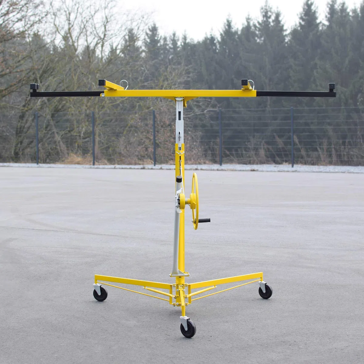 BAMATO Trockenbau Plattenlift DPH-3400 | Hubkraft: ca. 68 kg | Höhenverstellung von 1420 mm bis 3400 mm | integriertes Fahrwerk | Plattenheber Heber für Gipsplatten
