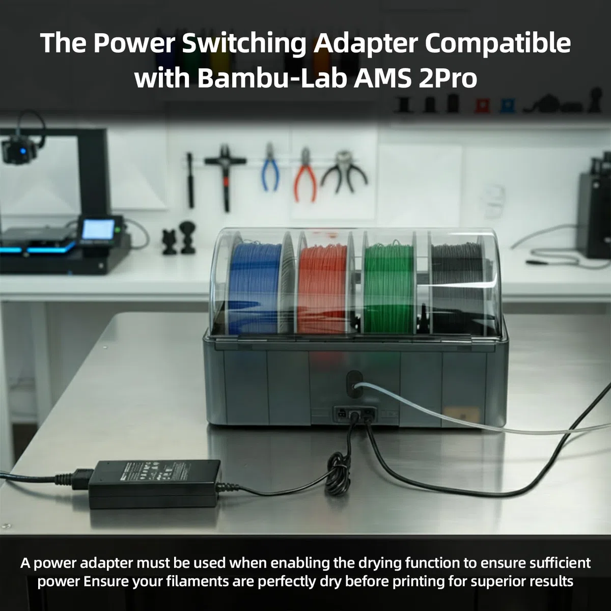 BCZAMD for Bambu-Lab AMS 2Pro 24V 4A Netzteil Adapter Automatisches Materialsystem: Ermöglicht Multifarben-Filamentdruck mit Trocknungsfunktion – 3D Drucker Zubehör