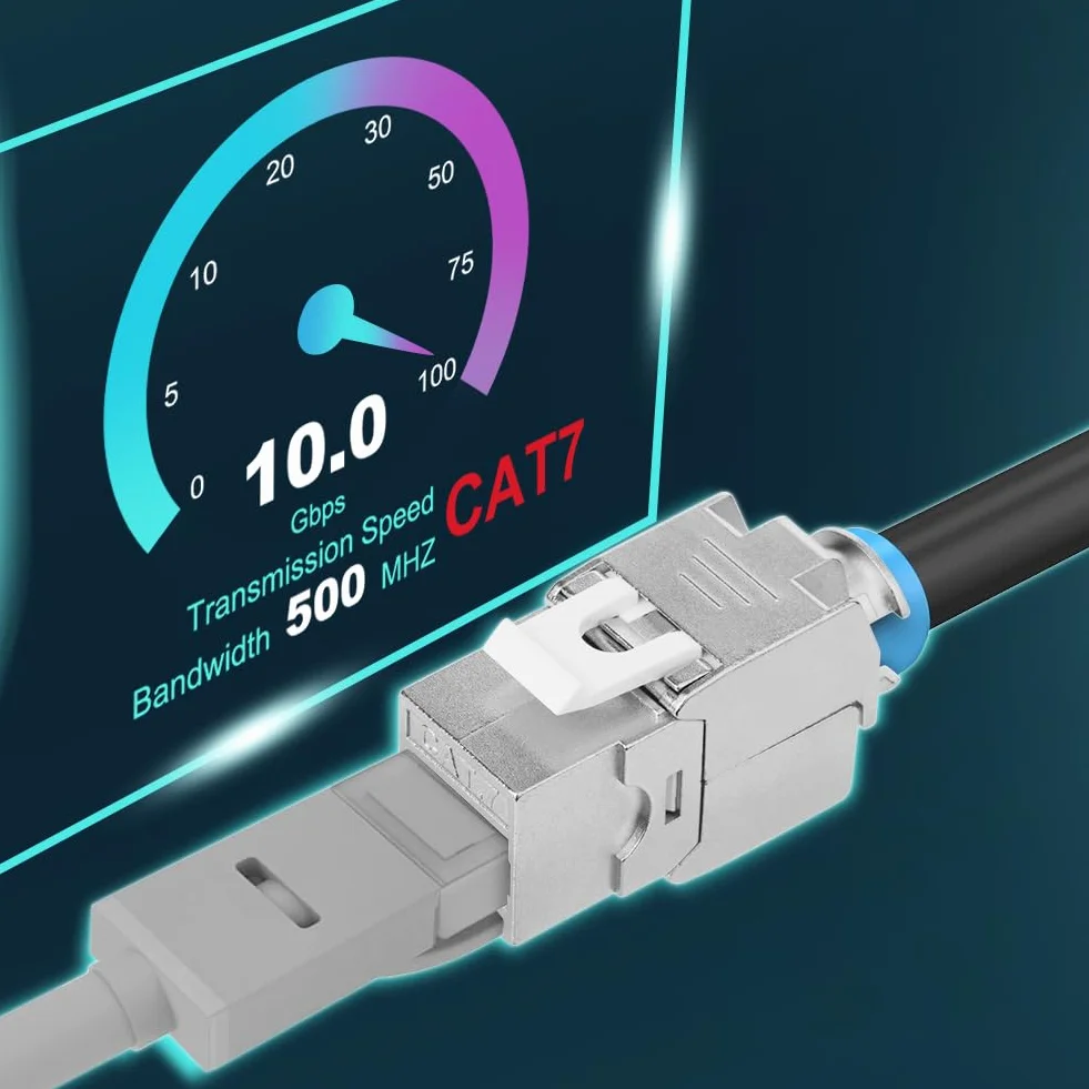 OFFCUP 12x Keystone Modul CAT 7 Jack bis zu 500 MHz 10 Gbit/s Netzwerk Patch Panel, Montage CAT Rohkabel Buchse Werkzeugfrei Dank Snap-In Kompatibel mit den meisten Panels Kein Rost Und Langlebig