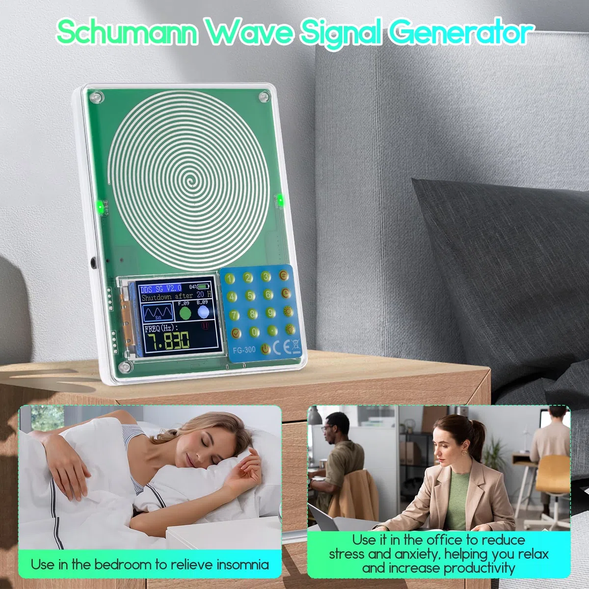 Schumann Frequenz Generator 7,83 Hz Frequenzgerät, Tragbarer Frequenzgenerator 0,01Hz-200kHz mit 13 Wellenformen, 1000 mAh Akku Wiederaufladbarer Schumann Resonanz Sinuswellen Generator Maschine