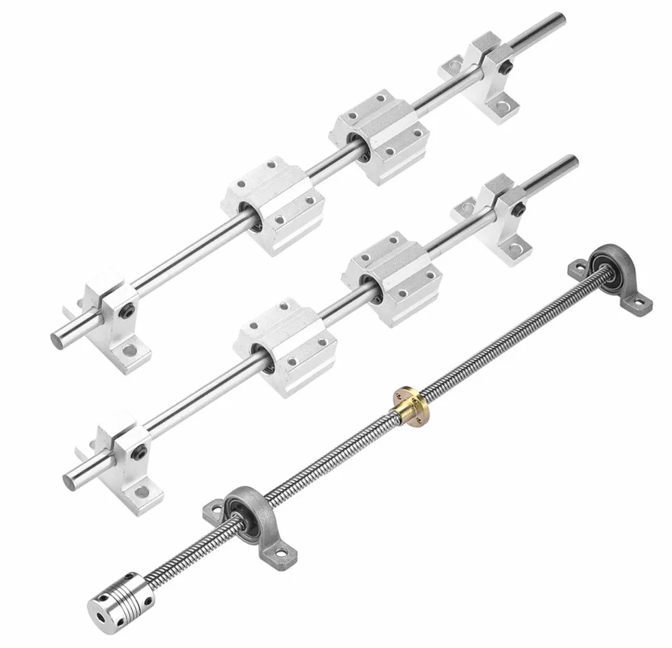 200mm T8 Leitspindel+CopperMutter+VertikallagerLager+Kupplung + ?8mm Linearführung+V-Halterung+Kugellager (Typ-7, 1Set, 200mm)